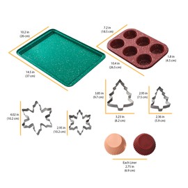 Chicago Metallic 12 Piece Holiday Baking Set, Perfect For Baking Holiday Cookies, Cupcakes, Muffins, and Much More