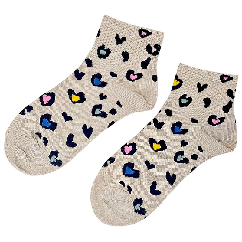 styleBREAKER Women's Socks with Leo Pattern, Soft Cotton Mix, Ankle