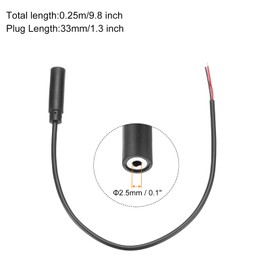 sourcing map 3pcs 2.5mm Female Jack to Bare Wire Open End Replacement TRS 2 Pole Stereo Mono Audio Cable Plug Jack for Earphone Headphone Cable Repair, 0.25m