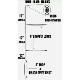 Unbranded Hi Lo Fishing Line Rig Double Dropper Loop 30 40lb Line only Build ur Own Tackle - 30 Lb 5 Pack