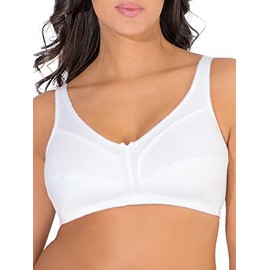 Fruit of the Loom womens Seamed Soft Cup Wirefree Cotton Bra, White Shine, 38C