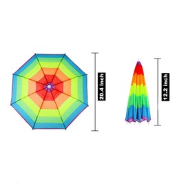 Tsy Tool 5 Pack Umbrella Hat With Head Strap, Funny Rainbow Colorful Waterproof Fishing Umbrella Beach Party Adjustable Size Fits For All Ages, Kids, Men & Women - (Patterns May Vary)