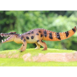 Gemini&Genius Brown Boar-Crocodile Animal Action Figure Toys for Kids, Kaprosuchus Figurine - Prehistoric Boar Crocodile with Movable Mouth