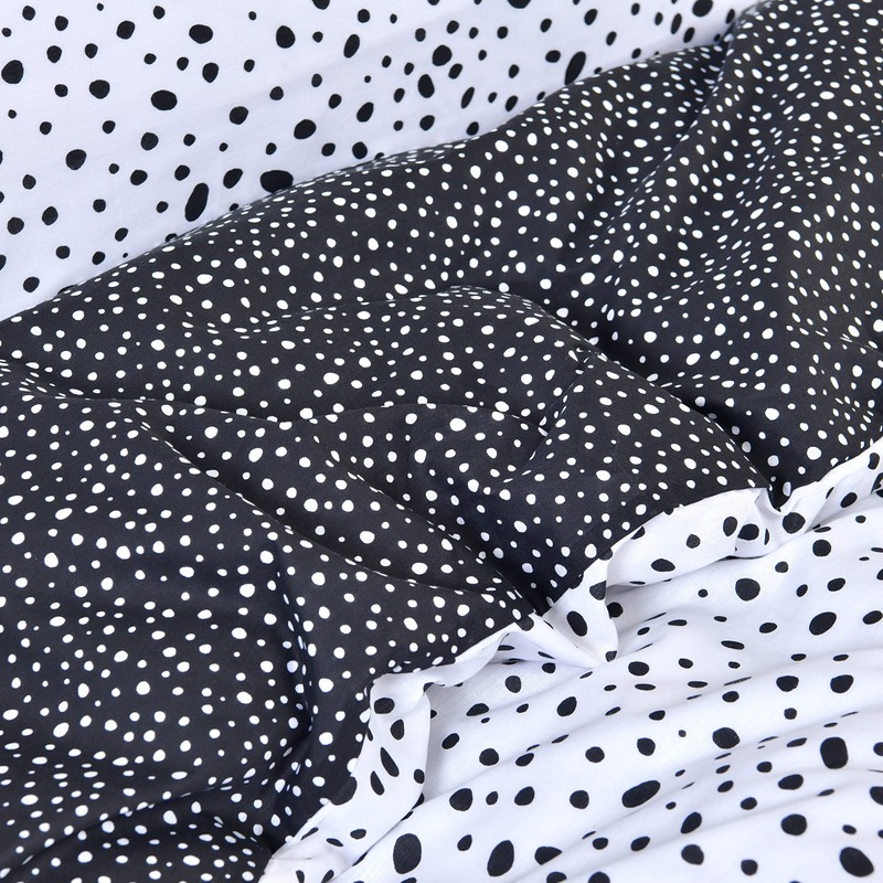 Sleepdown Polka Dots Reversible Black White Mono Duvet Cover Quilt