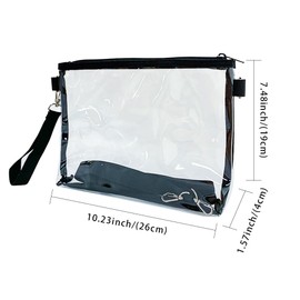 TotePrint Accredited Sports Stadium Transparent Concerts Bag Shoulder Bag Waterproof Sling Bag for Work Sports Games and Concerts, black