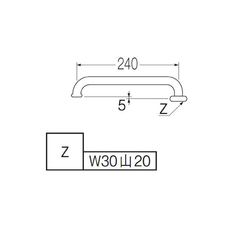 SANEI PA20J-61X2-19 Horizontal Pipe Diameter 0.7 inches (19 mm), Length