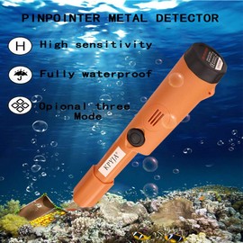 KPYJA Metal Detector Pinpointer Waterproof with Pin-Case, Belt Holster and Retractable Hanging Wire, IP68 Water-Resistant, Potable Treasure Hunting Tool with Buzzer Vibration LED Indicator