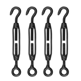 Antrader M4 Hook and Eye Turnbuckle,4Pcs M4 Stainless Steel 304 Turnbuckle Wire Rope Tension M4 Turnbuckle Stainless,Black