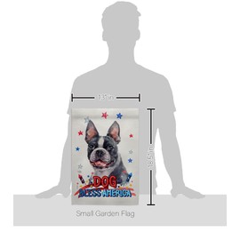 Breeze Decor Patriotic Boston Terrier Garden Flag Set with Stand Dog Puppy Spoiled Paw Canine Fur Pet Nature Farm Animal Creature House Banner Small Yard Gift Double-Sided, Made in USA
