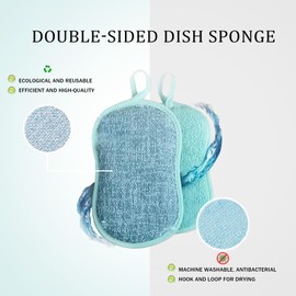 Multipurpose Dish Scrubber Sponges, 6 Pack Dual-sided Scrub Sponges, Dishwashing Sponges for Kitchen - Powerful High Density Microfibre With Non-Scratch Technology for Sink Pan Pot