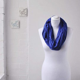 Plain 50% Cotton Blend Jersey Snood Scarf, Royal Blue