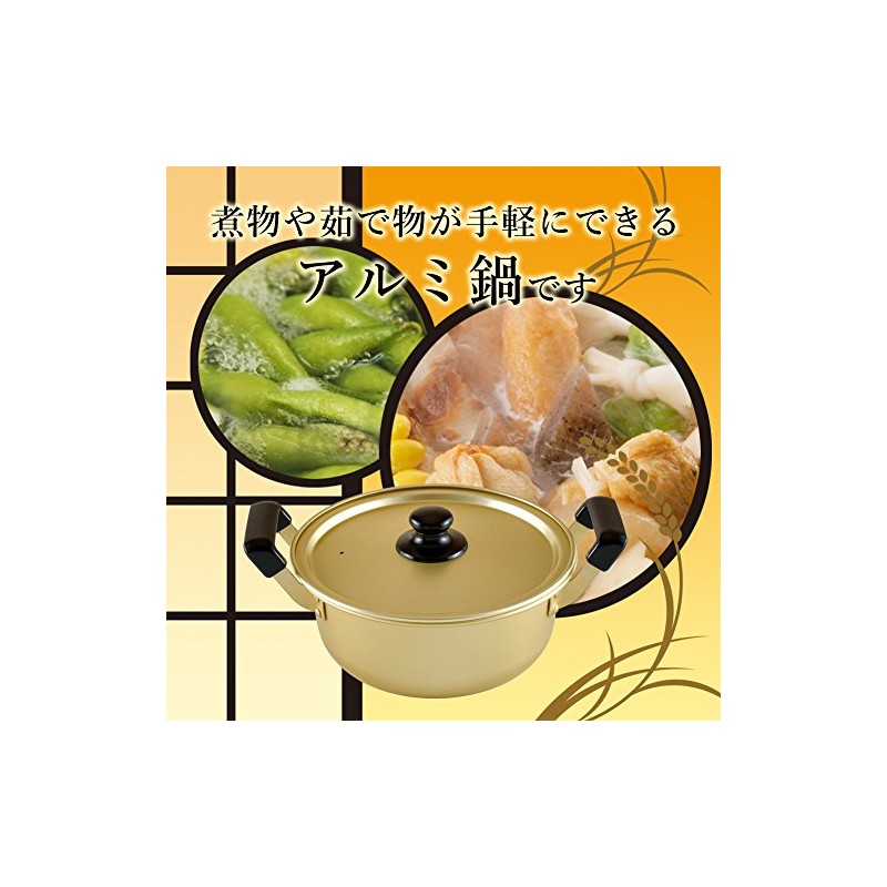 Hōmian Two-Handled Aluminum Pot, 7.1 inches (18 cm), For Gas