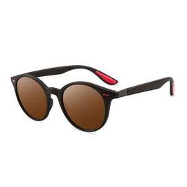 Boolavard Round Polarized Sunglasses Men Women Vintage Style Glasses UV400 Protection (Brown/Brown)