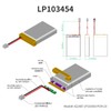 ViCep 3.7V Lithium Polymer Battery 2000mAh 103454 Rechargeable with Wires
