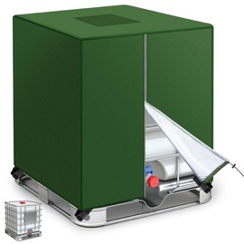 IBC Tote Cover for 275 Gallon Tote Cover,420D Waterproof Oxford Cloth with Zipper IBC Water Tank Protective Cover IBC Tover tini's apron - Color: Green