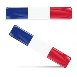 DIGIART INTERNATIONAL FRANCE FRENCH FLAG 3D EPOXY CAR EMBLEM SET (2) FLEXIBLE REFLECTIVE DURABLE