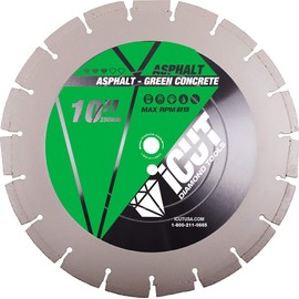 10 Inch Asphalt and Green Concrete Premium Diamond Blade for cutting Asphalt, Green Concrete and Abrasive materials - use Wet or Dry (Diameter 10")