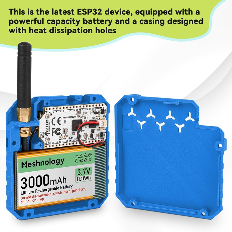 2Pack ESP32 LoRa V3 Development Board + 3.7V 3000mAh Battery