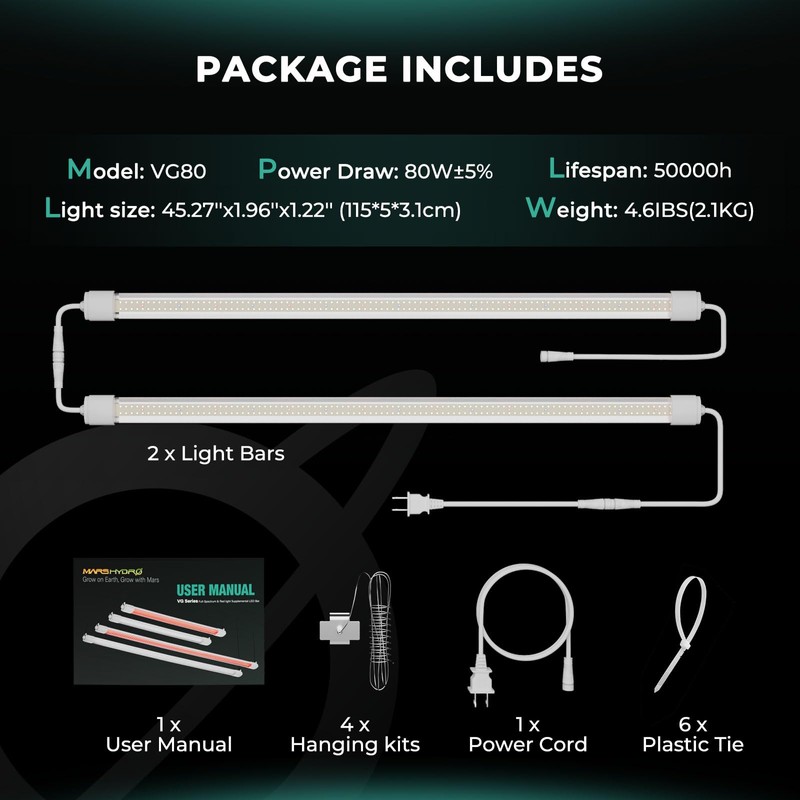 MARS HYDRO VG80, 4ft Led Grow Lights for Indoor Plants,
