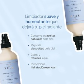 TEIA COSMETICOS Leche Desmaquillante 3 en 1 Limpia, Desmaquilla e Hidrata - Jojoba, argán, extracto de rosas. 110ml