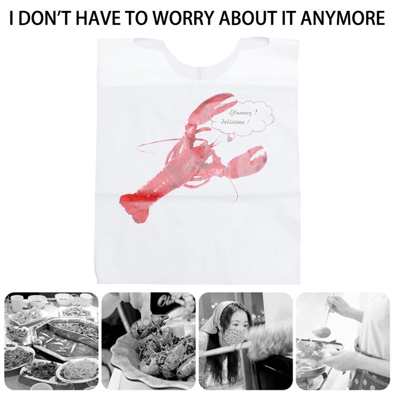 Disposable Bibs: 100PCS Plastic Crawfish Bibs Crab Lobster Bibs for