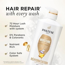 Pantene Juego de champú y acondicionador, renovación diaria de la humedad con vitamina E - Nutrientes Pro-V para cabello seco, tratado con color, laci