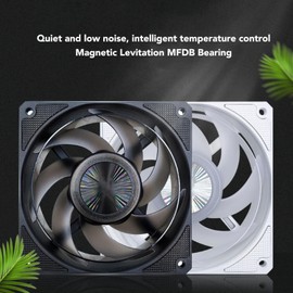 Computer Case Fan, 4 Pin PWM Bearing PC Case Cooler Fan Low Noise with 7 Blades, 120mm 3000RPM Quiet MFDB Cooling Fan for Desktops, Easy to Install (White)