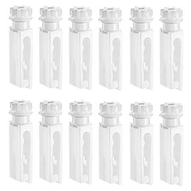 FOMIYES 12 Sets Vertical Blind Shaft Replacement Repair Tabs White Curtain Slats Carrier Clips Hooks Replacement Parts for Iron Headrail
