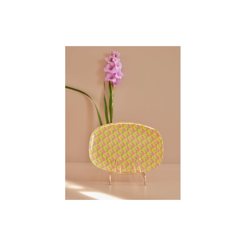 RICE BY RICE Yellow Sunny Days Print Rectangular Plate