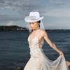 MGupzao Cowboy Hat and Veil Bachelorette Party,White Cowgirl Hat Wedding