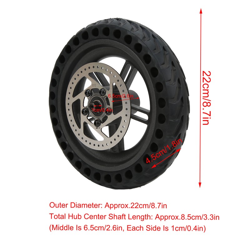 Scooter Rear Wheel Assembly 8.5in Solid Tire Wheel Hub 110mm