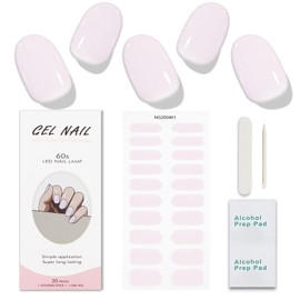 JMEOWIO Semi Cured Gel Nail Strips Light Pink Gel Nail Stickers Nail Supplies Nail Art Design Decoration Accessories