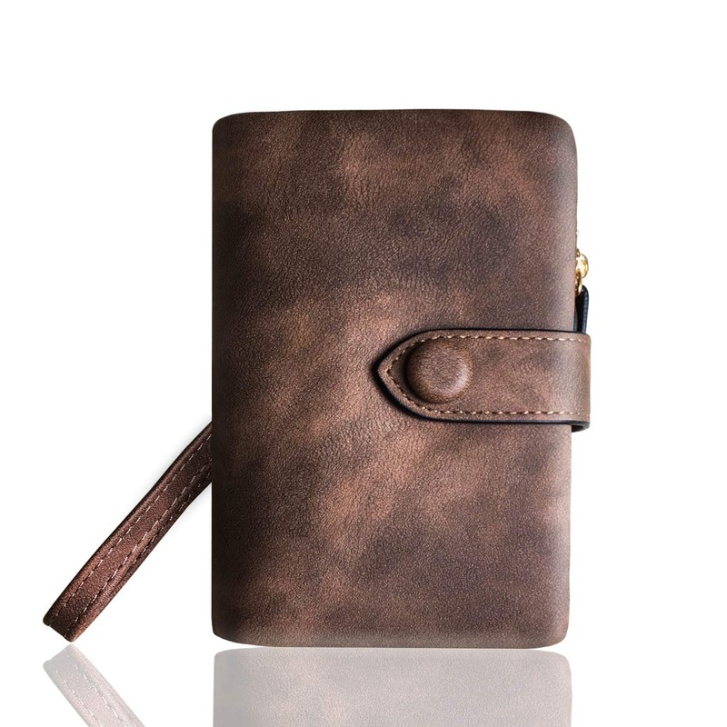 AOXONEL Women's Small Bifold Leather Wallet RFID Blocking Ladies Wristlet