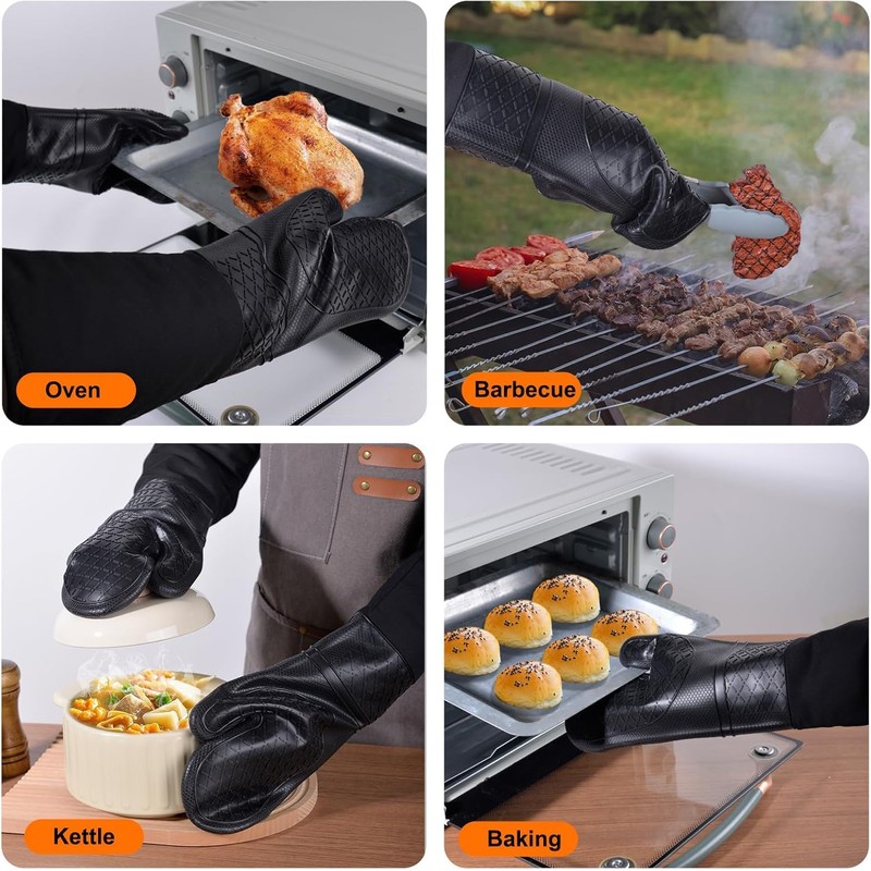 Linwnil Extra Long 19.5",Silicone Oven Mitts Heavy Duty Commercial Grade
