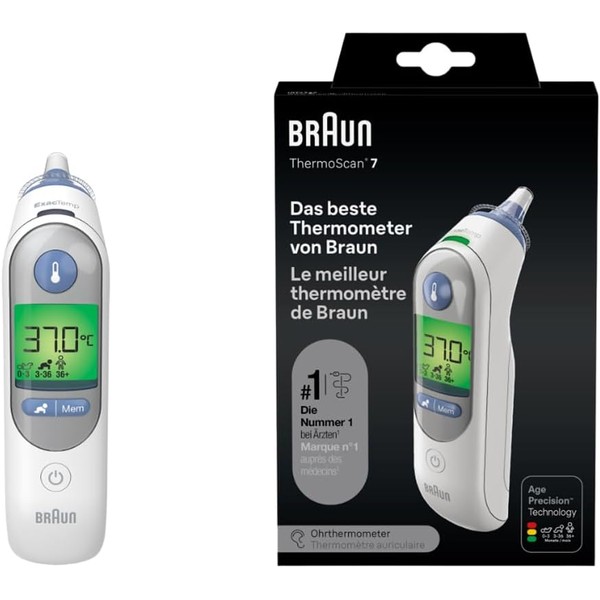 Braun IRT 6520 ThermoScan 7 Infrared Ear Thermometer – Pre-Warmed Tip &
