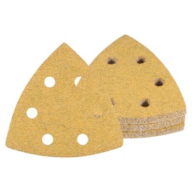 Kozelo Pack of 16 Mouse Sander Detail Sandpaper - [40 Grit, 3.7 x 3.7 x 3.7 Inches] Triangular Velcro Sanding Pads for Wooden Furniture Polishing | 6 Holes, Aluminium Oxide