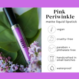 Aromi Matte Liquid Lipstick | Lilac Lip Color, Smudge Proof, Waterproof, Long-lasting, Bright Purple, Vegan, Cruelty-free, Paraben + Phthalate Free (Pink Periwinkle)