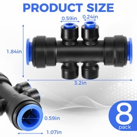 ETERMETA 8 Pcs 1/4 Inch Drip Irrigation 6-Way Splitter Connector for Drip Irrigation System, Compatible with 1/4" Irrigation Tubing and Pipes