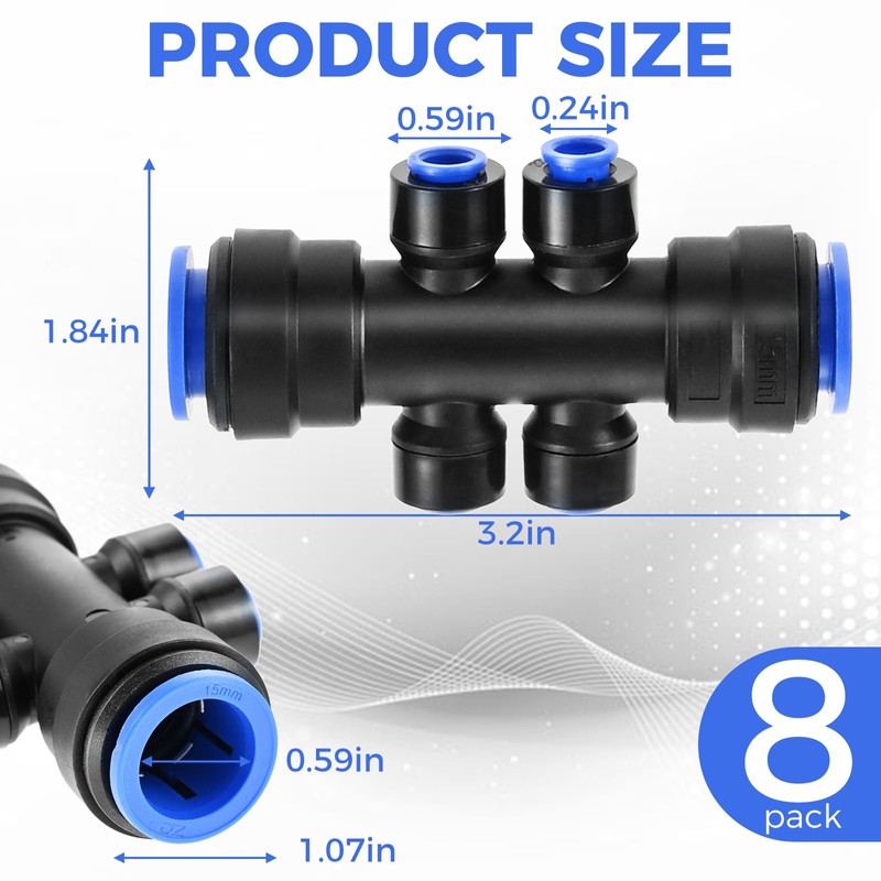 ETERMETA 8 Pcs 1/4 Inch Drip Irrigation 6-Way Splitter Connector