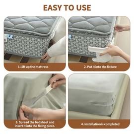 RE:BLEU Lock Sheet Holders, Bed Sheet Holder Clips Set of 4 Keep Sheets Tight and Firm with Fitted Sheet Straps, Heavy Duty Corner Sheet Holders for All Mattress Sizes (Grey, 4Pack)