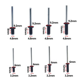 SBRRAIL 620PCS Pop Rivets Assortment Kit 8 Sizes Aluminum Grip and Steel Mandrel Rivets 1/8 Inch 3/16 Inch Black Blind Rivets for Metal
