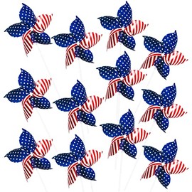 120 Pieces Patriotic Pinwheels Red White Blue Pinwheels American Flag Windmills Independence Day Pinwheels 4th of July Decorations Memorial Day Decor for Outdoor Garden Party(120 Pcs)