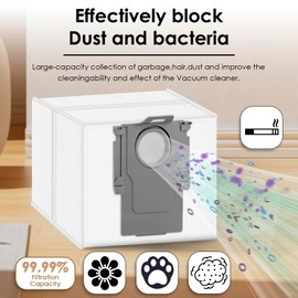 (15 Pack) Q8 Max+ Replacement Dust Bags Compatible With Roborock Q8 Max+/ Q5 Max+/ Q5 Pro+/ S7 MaxV Ultra/ Q5/ Q5+/ Q7/ Q7+/ Q7 Max/ Q7 Max+/ S7 Pro Ultra/ S8+/ S8 Pro Ultra, Disposable Vacuum Bags