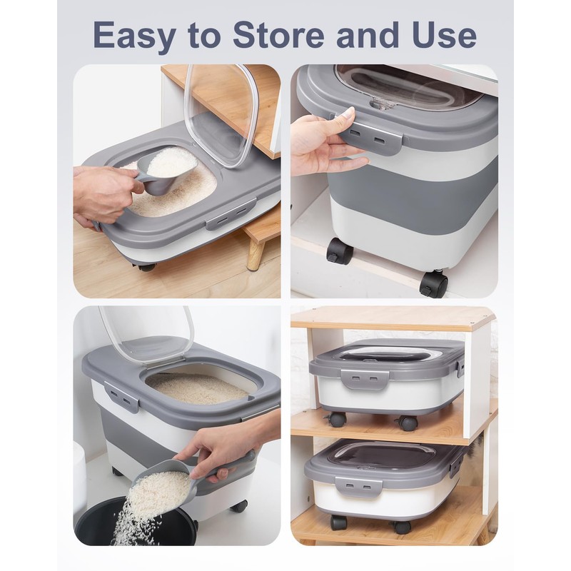 DDMOMMY 20-30 Lbs Rice Storage Container,Collapsible Food Storage Containers with