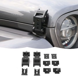 Hood Latches Hood Lock Catch Latches Kit Aluminum Alloy Stainless Steel for Jeep Wrangler JK JKU JL JLU & Gladiator JT 2007-2024,Black