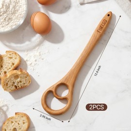2 Pack Wooden Danish Dough Whisk, 12.6" Handcrafted Dutch Bread Whisk, Seamless & Easy to Clean Sourdough Whisk for Pizza, Batter & Professional Baking