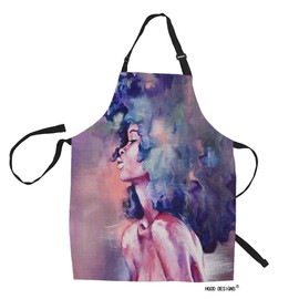HGOD DESIGNS African woman Kitchen Apron,Beautiful Watercolor African Woman Art Design Kitchen Aprons For Women Men For Cooking Gardening Adjustable Home Bibs,Adult Size