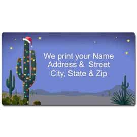Christmas Desert Saguaro Address Labels - Holiday Western Address Labels (Holiday Saguaro)