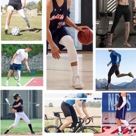 Smatstyle Leggins Uomo Pantaloni Sportivi a Compressione Gamba Singola 3/4 Pantaloni da Basket Base Layer ad Asciugatura Rapida Fitness Corsa (XL, Bianco-rightL)