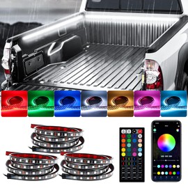 SHEDALED 3PCS 60 Inch RGB Truck Bed Light Strip Kit with App and Remote Control, 270 LEDs Neon Accent Lights, Ultra Long Cable, IP68 Waterproof for Truck, Cars, Boats
